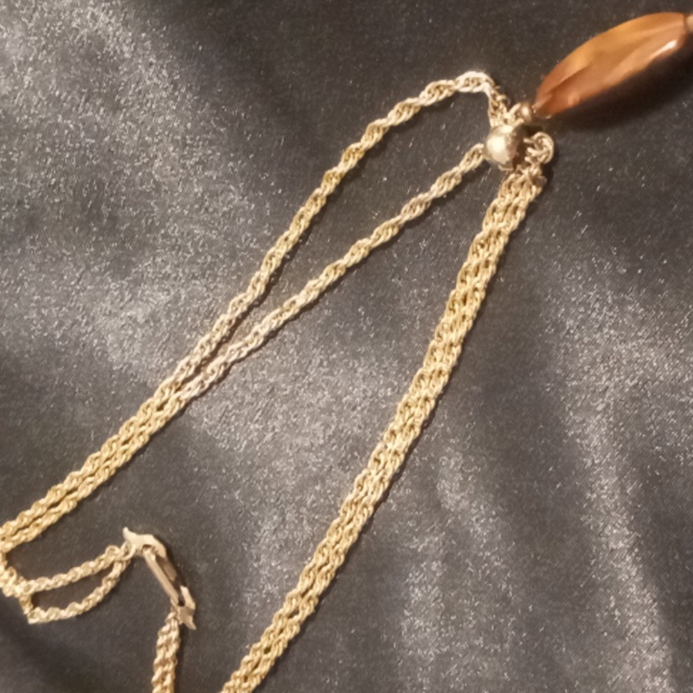 Vintage gold tone layered rope chain necklace